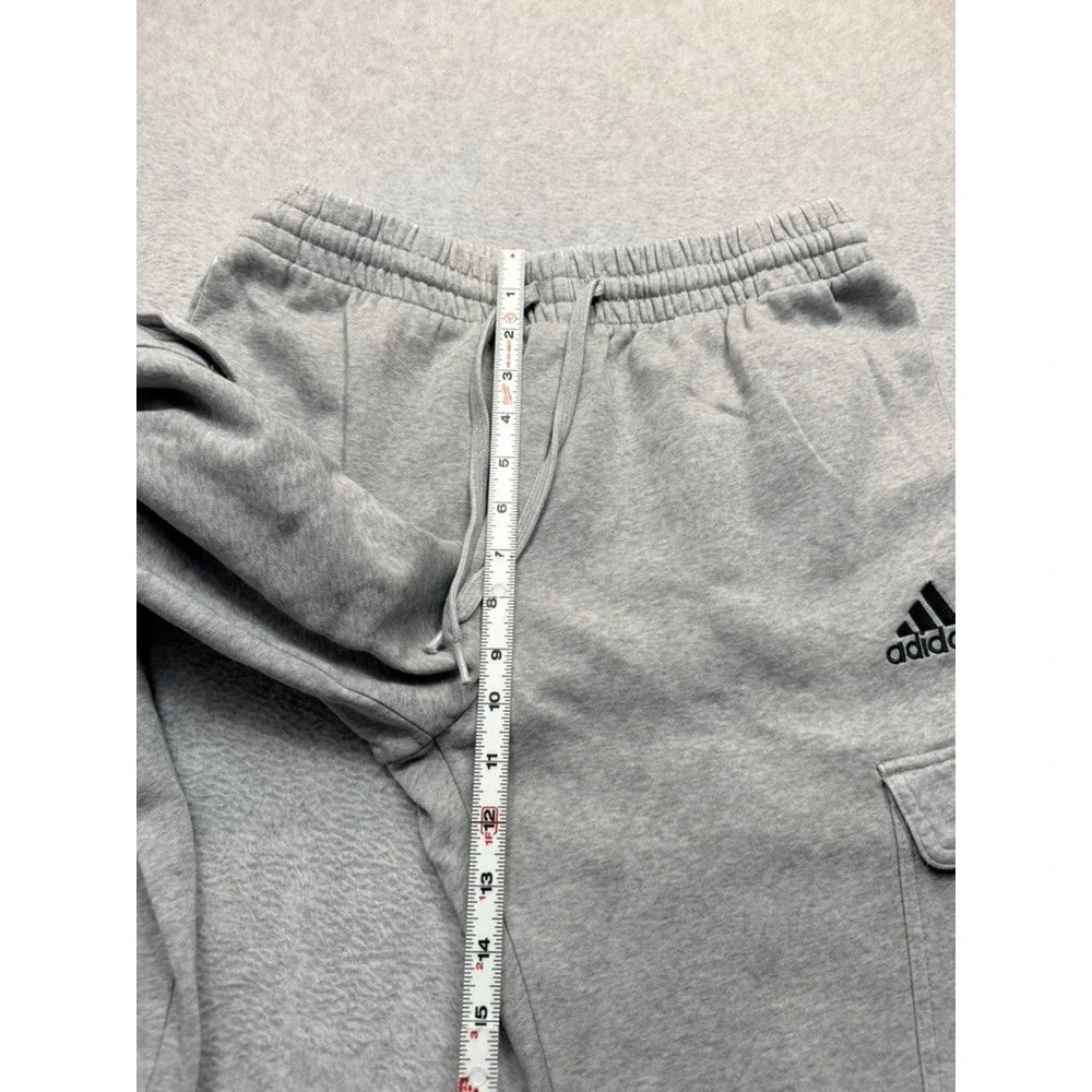 Adidas Mens Fleece Cargo Sweatpants Gray Joggers Athletic Pockets M
